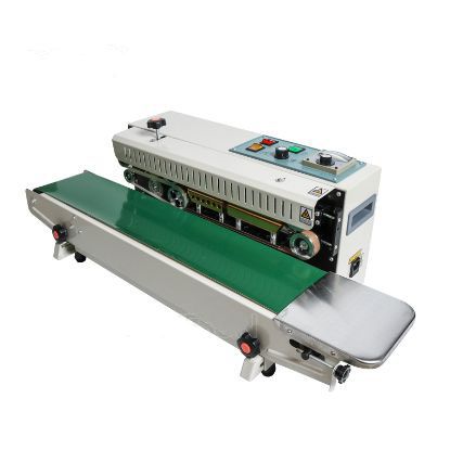 selladora de bolsas en continuo semiautomática con impresora de lote y fecha de caducidad